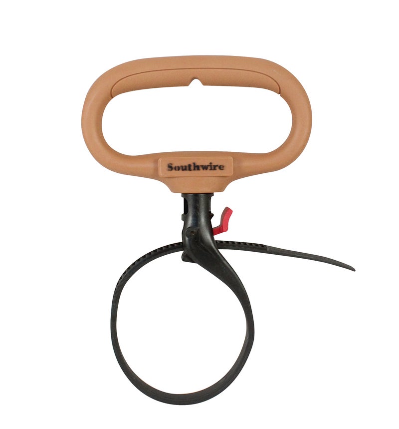Southwire CLPT04 4-Inch Adjustable Heavy Duty Clamp Tie w/ Rotating Handle; Reusable Zip Down Cable; Brown - Image 1